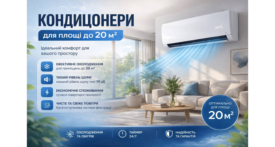 Кондиціонери на 20 кв м в Чернівцях: як вибрати ідеальну модель для квартири, будинку чи офісу