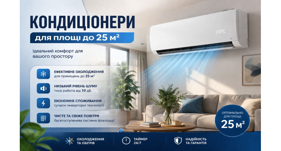 Кондиціонери на 25 кв м в Чернівцях: як вибрати ідеальну модель для квартири, будинку чи офісу