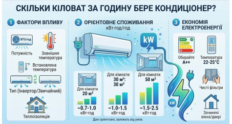 Скільки кіловат за годину бере кондиціонер?